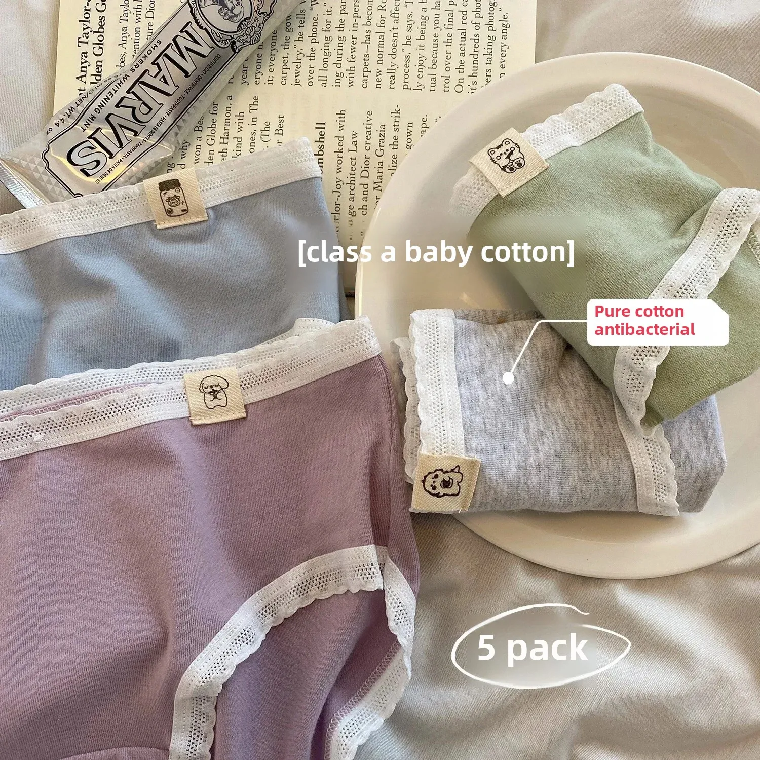 Удобные дышащие трусы из чистого хлопка милые в японском стиле женские трусики с