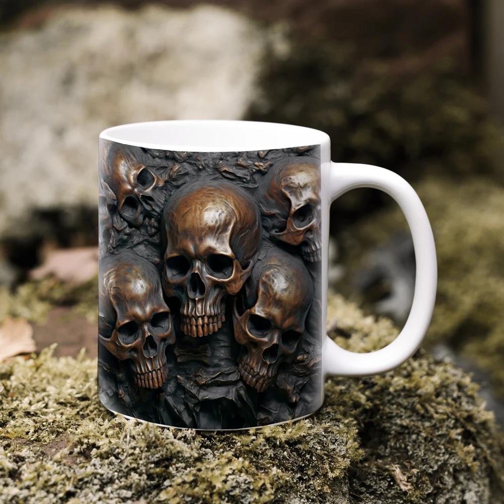 

Череп в скальной стене, кружка с тематикой ужасов, 11 унций/325 мл, керамическая чашка для кофе, чая, подарок на день рождения для мальчиков и друзей, кружка