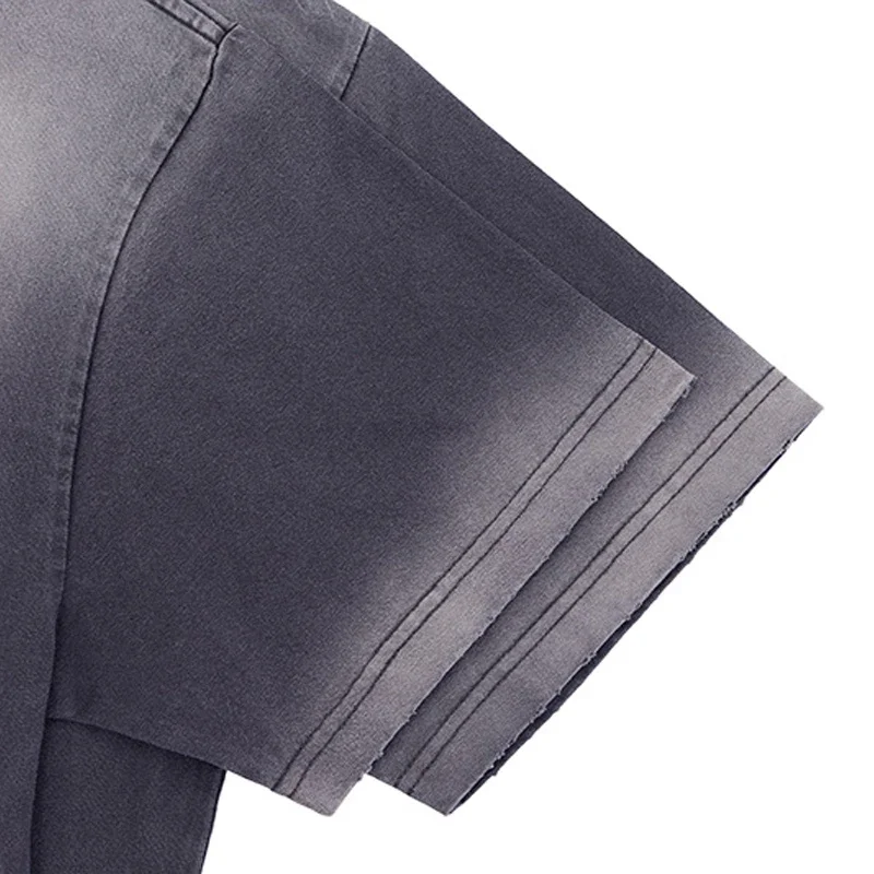 Красно-серая уличная футболка Chaopai для мужчин и женщин тяжелые градиентные