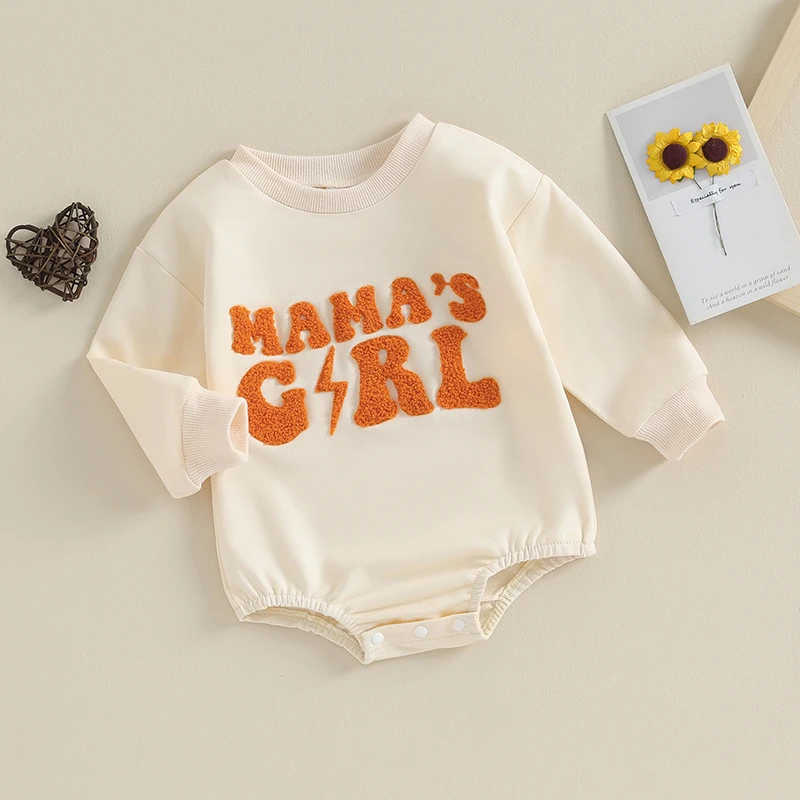 

Осенний Детский пушистый свитшот с вышитыми буквами, женский комбинезон с длинным рукавом, Одежда для новорожденных