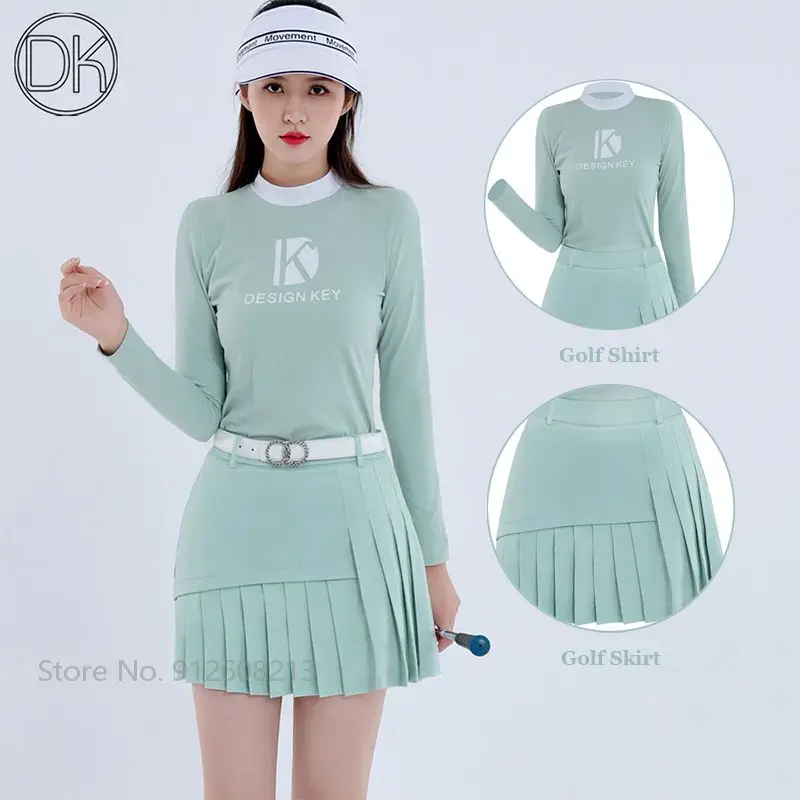 Shirt Stand Collar Tops Ladies Pleated Golf Skirt Slim Skorts With Inner Shorts Clothing Set