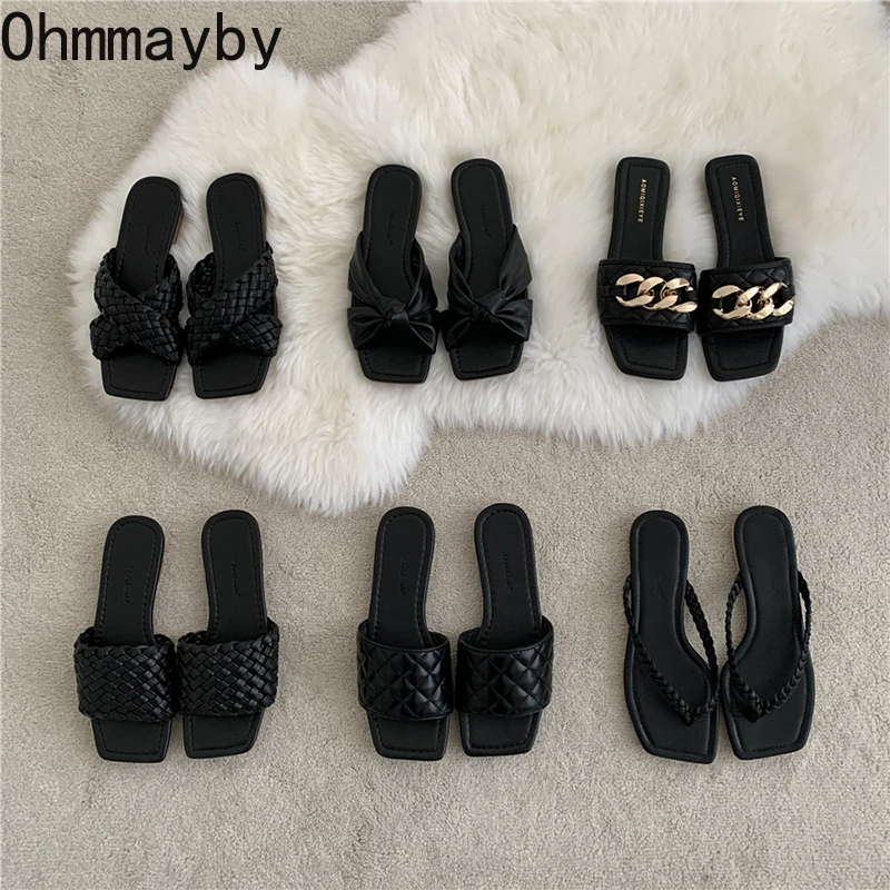 2022 New Open Toe Slippers Women Casual Flat Heels 2022 Ladies Outdoor Beach Shoes Sandal Slip On Design Summer Mujer