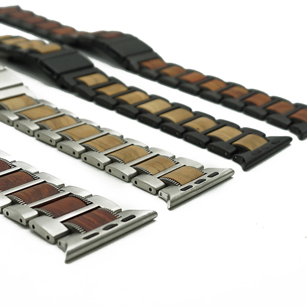 Strap For Apple Watch Series 8 7 45mm 41mm Sandal Wood+Stainless Steel Bracelet Apple Watch Band 44mm 40mm 42mm 38mm iWatch 6SE5