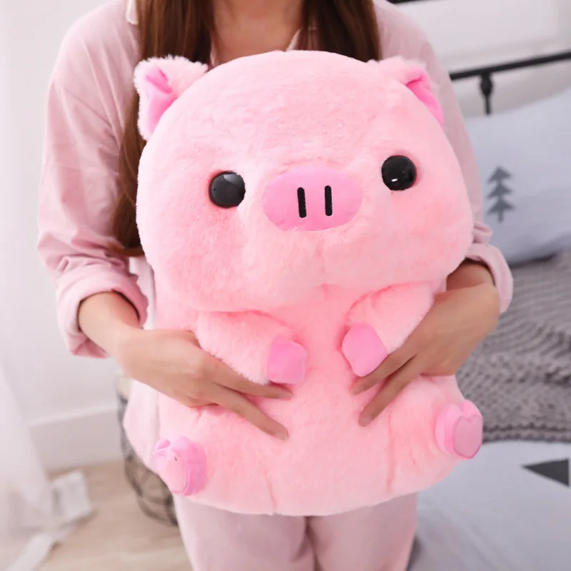 

Kawaii Pink Sitting Pig Big Head Piggy Stuffed Doll Huggable Animal Plush Toy Sleeping Companion Appeasing Plushie Kids Gifts
