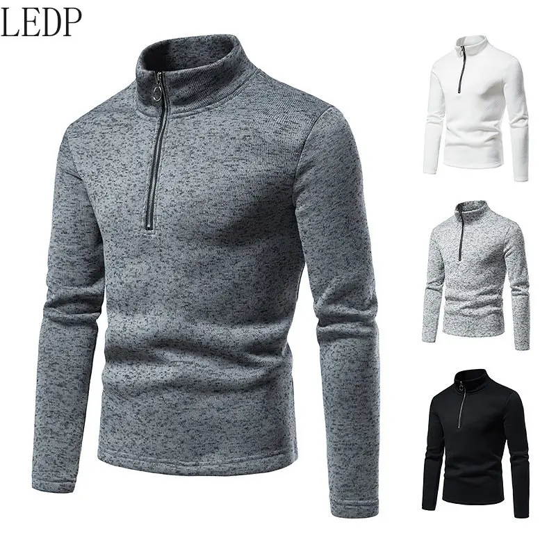 

2022 Autumn and Winter New Placket Zipper Half Cardigan Bottoming Shirt Men's Turtleneck Base Sweater