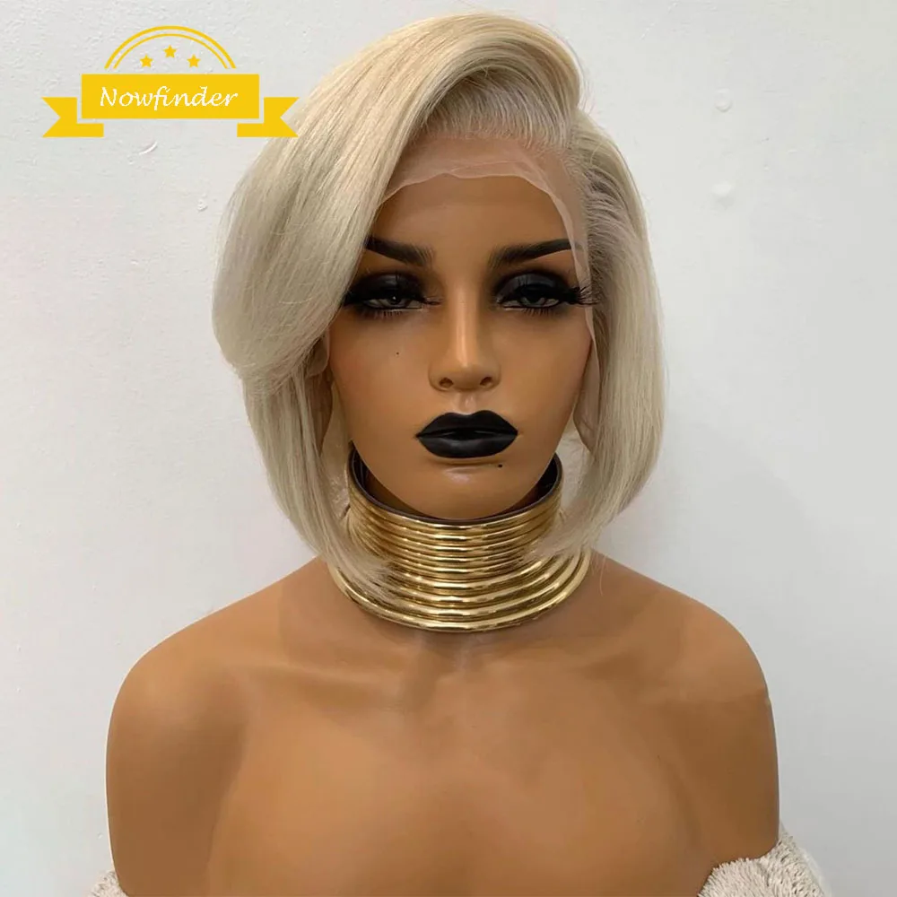

Honey Blonde 13x4 Straight Bob Transparent Lace Front Wig Highlight Short Pixie Cut Wig 613 Blonde Colored Human Hair Wigs