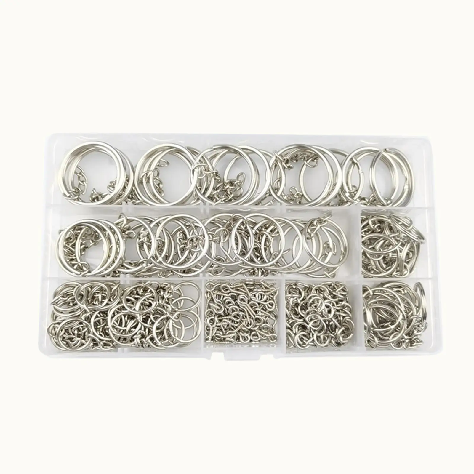 

300Pcs Key Chain Rings Metal Keychain Rings with Chain Open Jump Rings