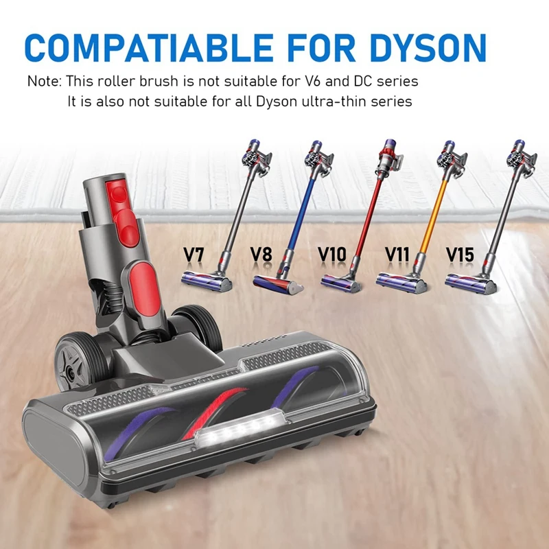 Запчасти Моторизованная щетка для пылесосов Dyson V7 V8 V10 V11 V15 со светодиодной