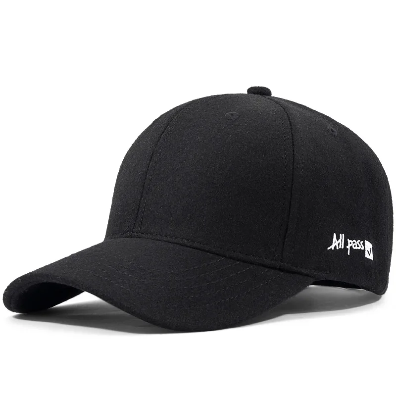 

2022 Big Head Circumference Autumn Winter Hat Men's Korean All-Match Leisure Warm Baseball Cap Woolen Face-Looking Small Cap