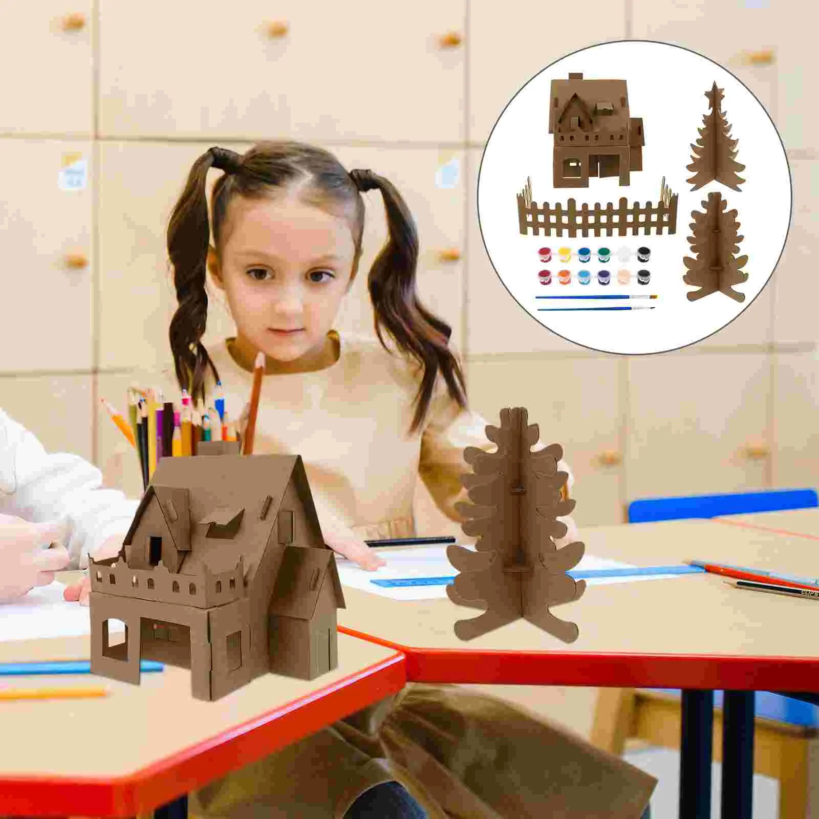 

1Set DIY Cottage Creative Gift Christmas Cardboard Small House for Kids Playing