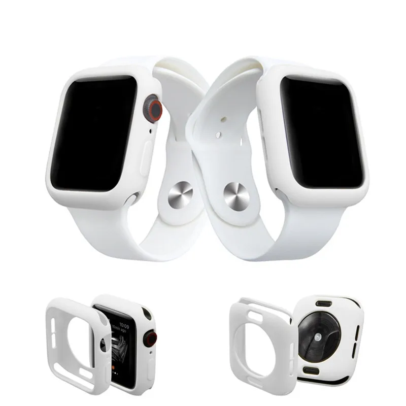 Силиконовый чехол для Apple Watch 7 6 5 4 3 2 1 SE защитная задняя крышка из ТПУ IWatch Series 44 мм 40