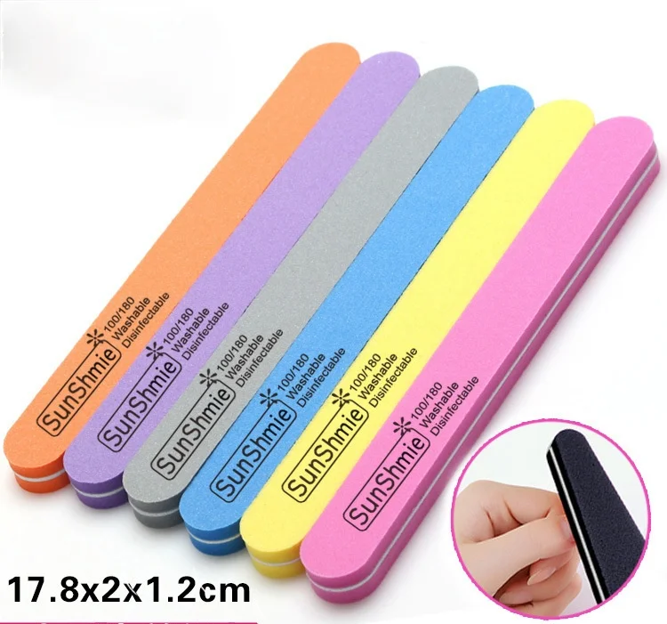 

10PCS Nail Art Sponge File Double-sided Polishing Nail Face Phototherapy Glue Thickened Straight Round Head Sponge Sanding Strip