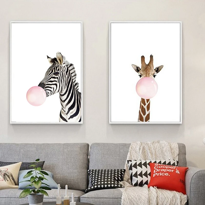 Kawaii Animal zebra Скандинавская Картина на холсте художественный печатный плакат
