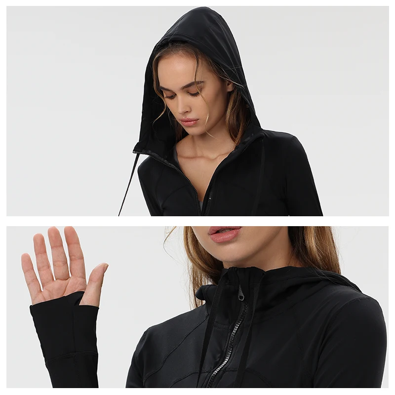 Women's Define Jackets Hooded Shirt Yoga Wear Running Long Sleeve Sports and Leisure Gym Workout Clothing