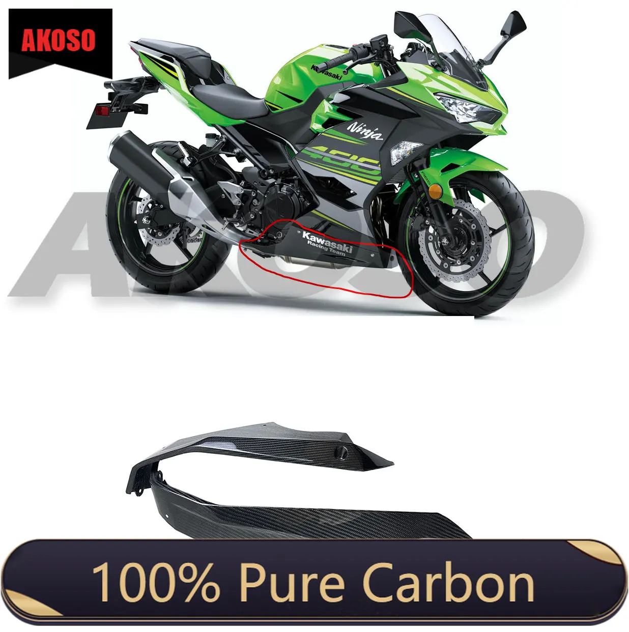 

100% Full Dry 3K Carbon Fiber For Kawasaki Ninja 400 2018+ Side Fairings Motorcycle Accessories Parts Fairings Cowls Kit