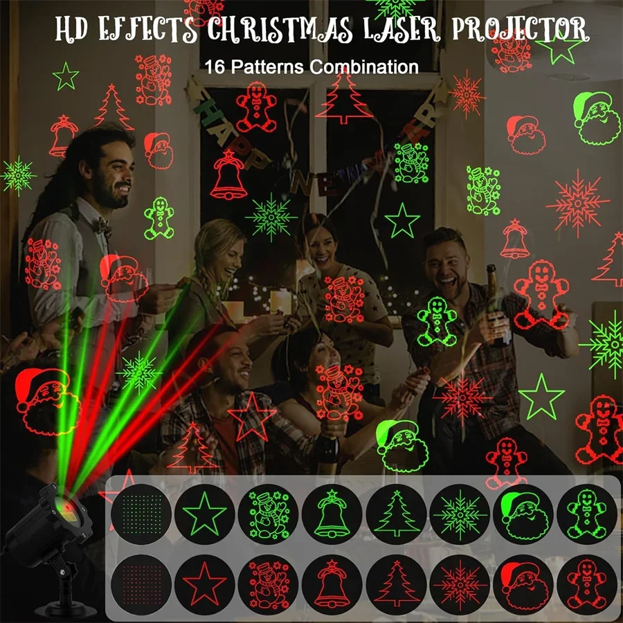 Рождественские лазерные огни с 10 узорами уличный пейзажный проектор лазерный