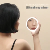 rechargeable led light makeup mirror 114mm diameter handle touch up looking glass silicon shell nice chip control mini mirror