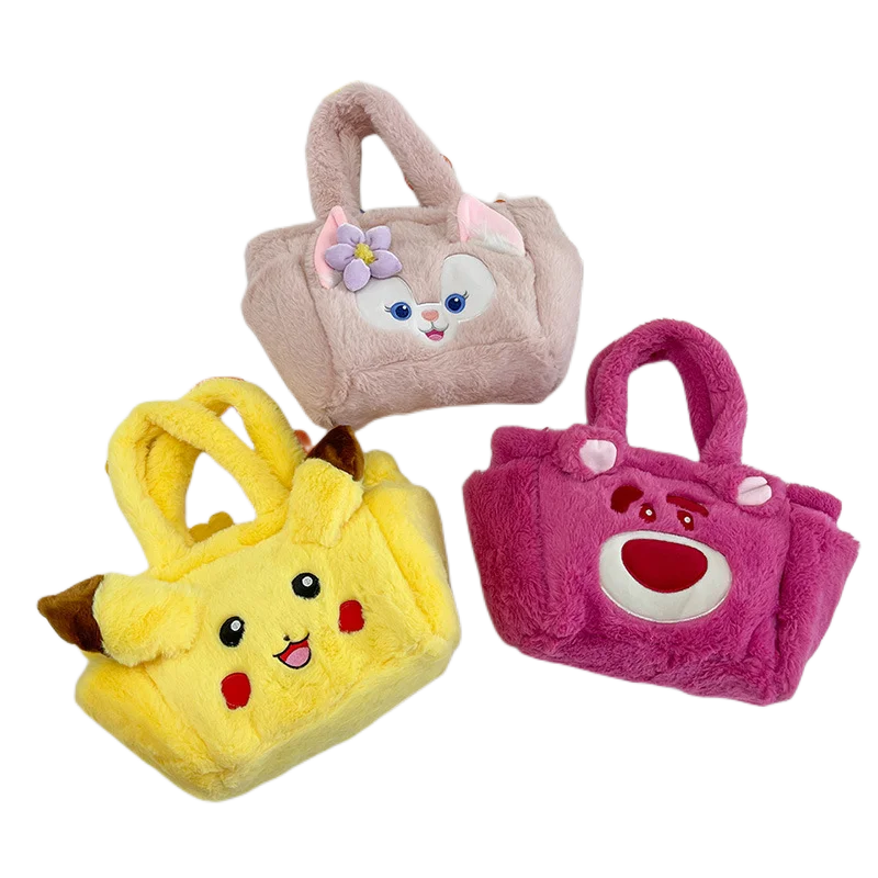 

Disney Star Lina Bell Cute Plush Tote Bag Lotso Soft Cute Girl Mobile Phone Bag Pikachu Cartoon Plush Bento Bag Holiday Gift