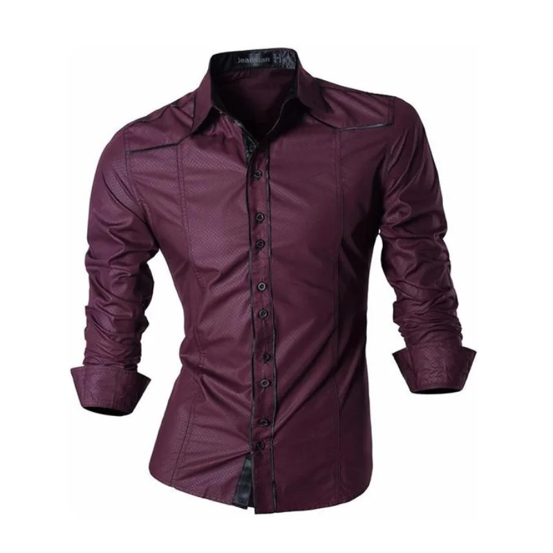 

Jeansian Lente Herfst Kenmerken Shirts Mannen Casual Lange Mouw Casual Slim Fit Man Shirts Rits Decoratie (Geen Zakken) z015