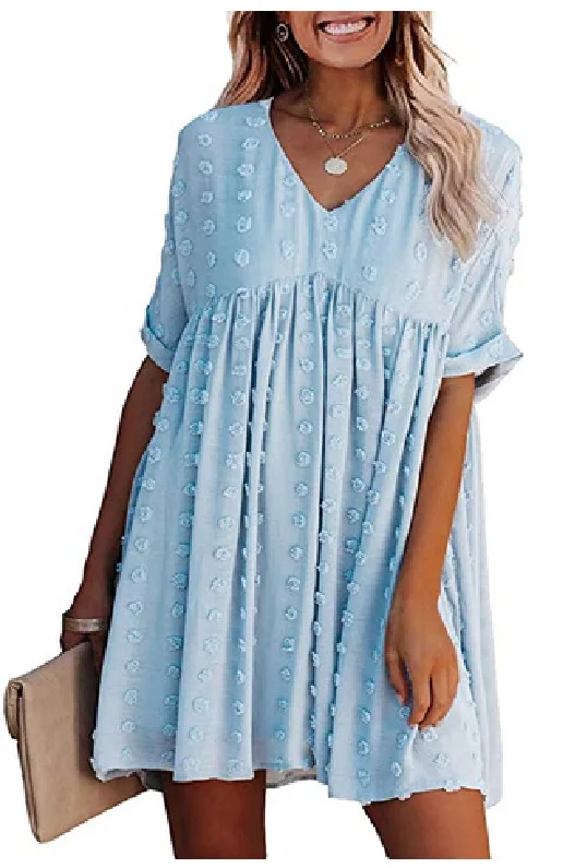

2022 Summer Elegant Fashion Chic Dress Women Sexy V-Neck Chiffon Mini Dress Simple Loose Plus Size Solid Color Casual Dresses