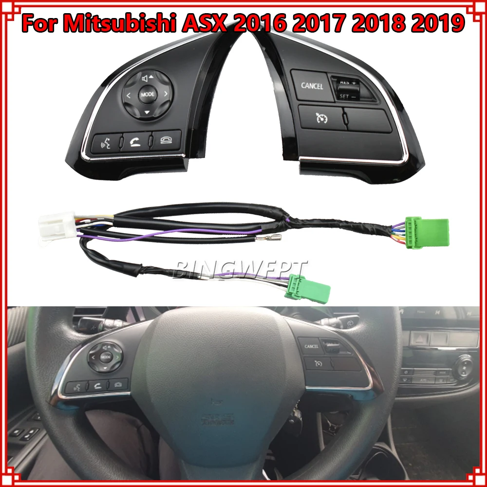 Фото Переключатель на руле с подсветкой для Mitsubishi ASX 2016 2017 2018 2019, кнопка регулировки громкости аудиосистемы, Bluetooth, кнопка круиз-контроля №1
