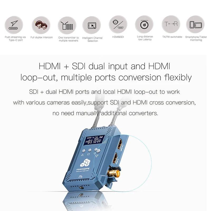 Forhope XM1000 Pro Двойная HDMI Беспроводная система передачи видео SDI приемник