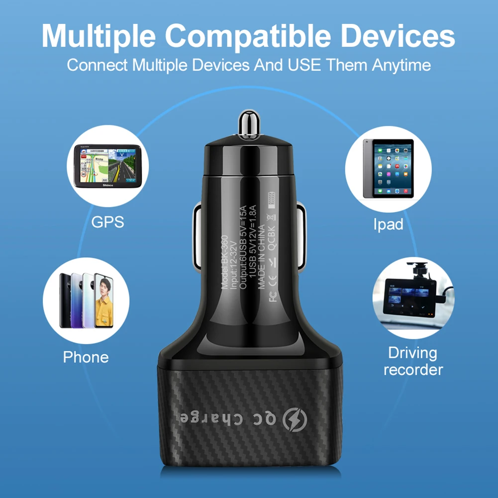 15a car charger 6 usb ports 12v24v car charger adapter fast charging car cigarette lighter splitter for phone iphone xiaomi 12 free global shipping