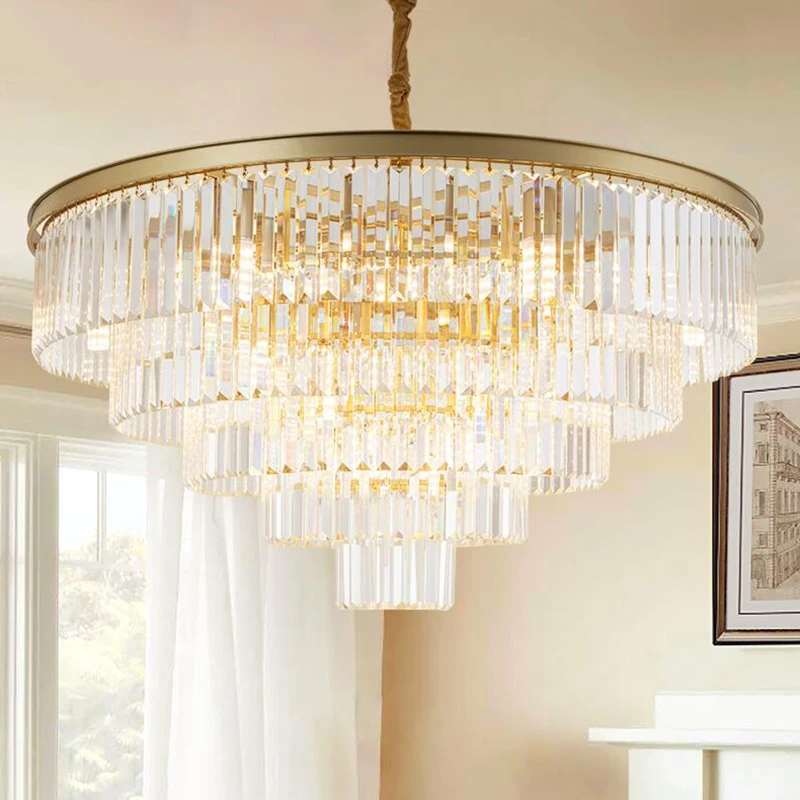 

Modern Multi-Storey Luxury Crystal Gold Chandelier Living Room Lobby Dining Room Bedroom Dar And Other Interior Lighting