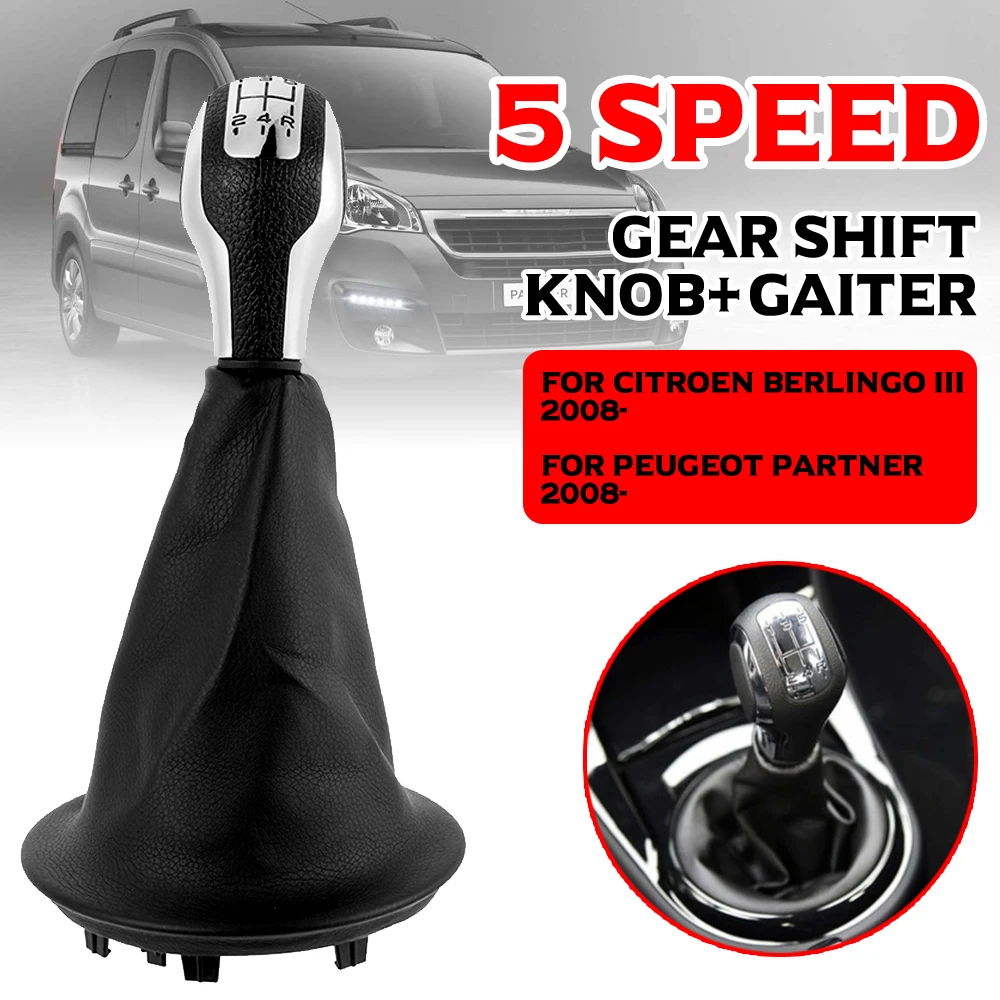 

For Peugeot Partner 2008-on Car Gear Shift Knob Lever Shifter Stick Gaiter Boot Cover PU Leather For Citroen Berlingo III MK3