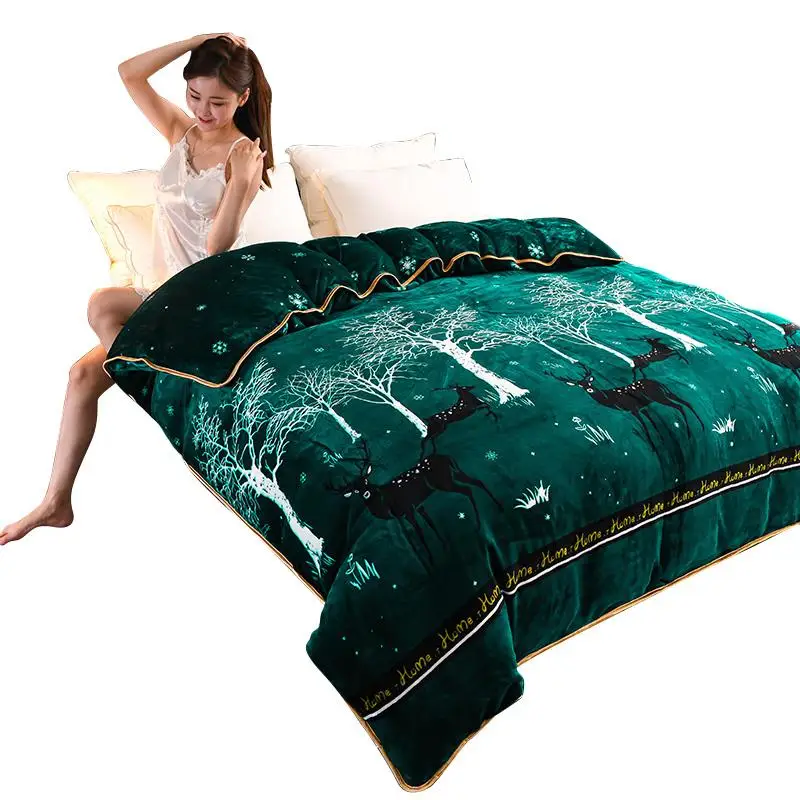 Flannel Quilt Cover Single Piece Fleece-lined Thick Coral Fleece Double Winter Warm Double-sided Fleece-li...