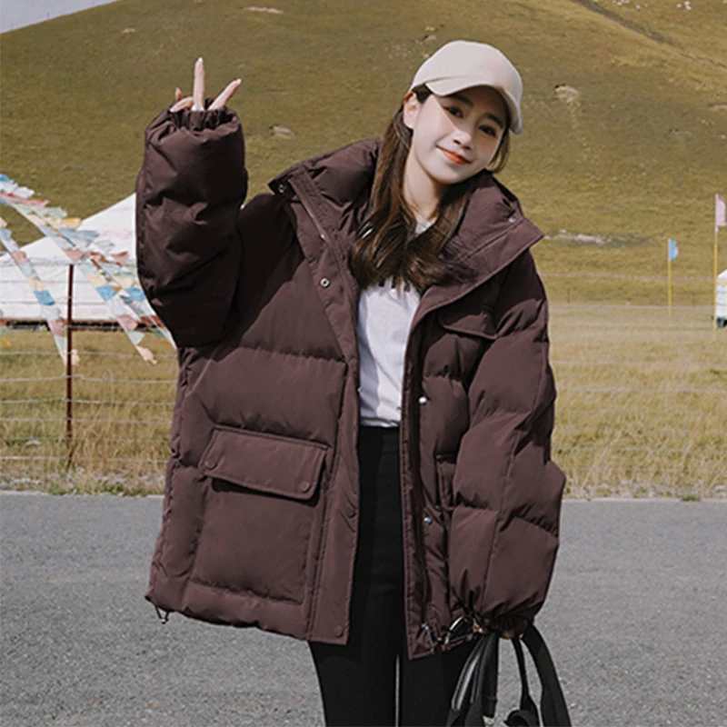 Womens Winter Parka Jacket Clothing 2022 Hooded Puffer Warm Black Overcoat Korean Style Casual Beige Autumn Female Padded Coats