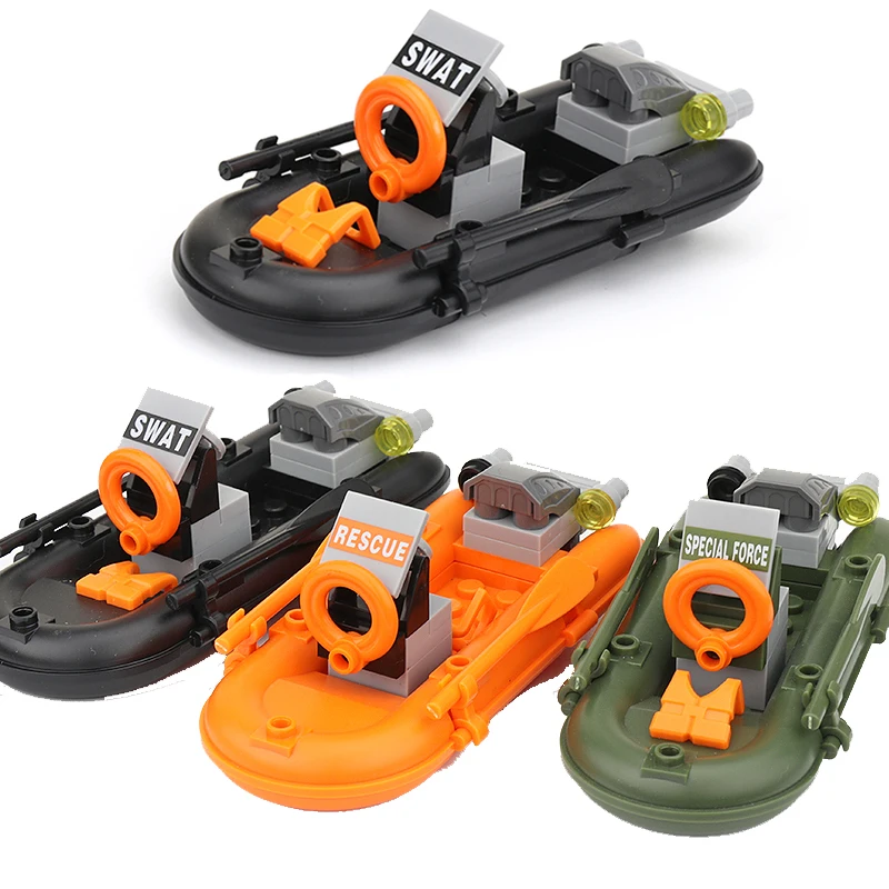 

3 Colors Military Series Model Rubber Boat Scene Building Accessories Building Blocks Bricks Toys X357