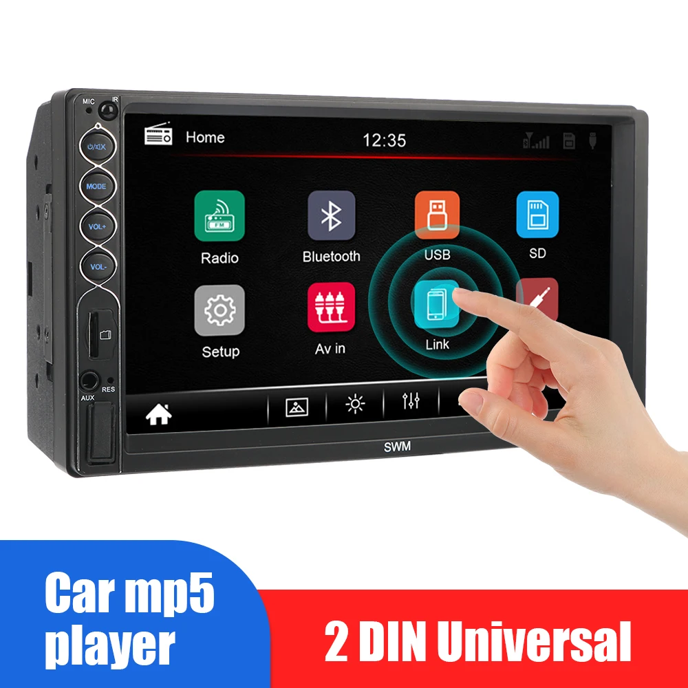 

USB 7 inch Touch Screen MP5 Player In Dash Head Unit AUX Radio Receiver Bluetooth N6 Double 2 DIN Car Stereo Universal