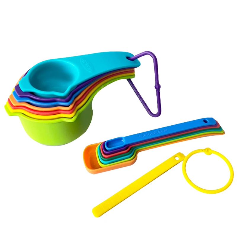 

15Pcs Plastic Measuring Cups And Spoons Set,Colored Kitchen Measure Tools, Great For Baking And Cooking(Random Color)