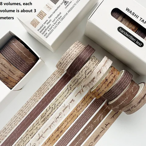 8 шт., рулоны ленты для ведения журнала, ленты васи, винтажные ленты для домашних животных, рулон васи, лента для поделок, маскирующая лента для дневника, наклейки васи