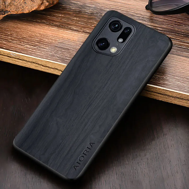 vintage case for oppo find x5 x3 pro coque fashion design simple style wooden pattern pu leather skin phone cover free global shipping