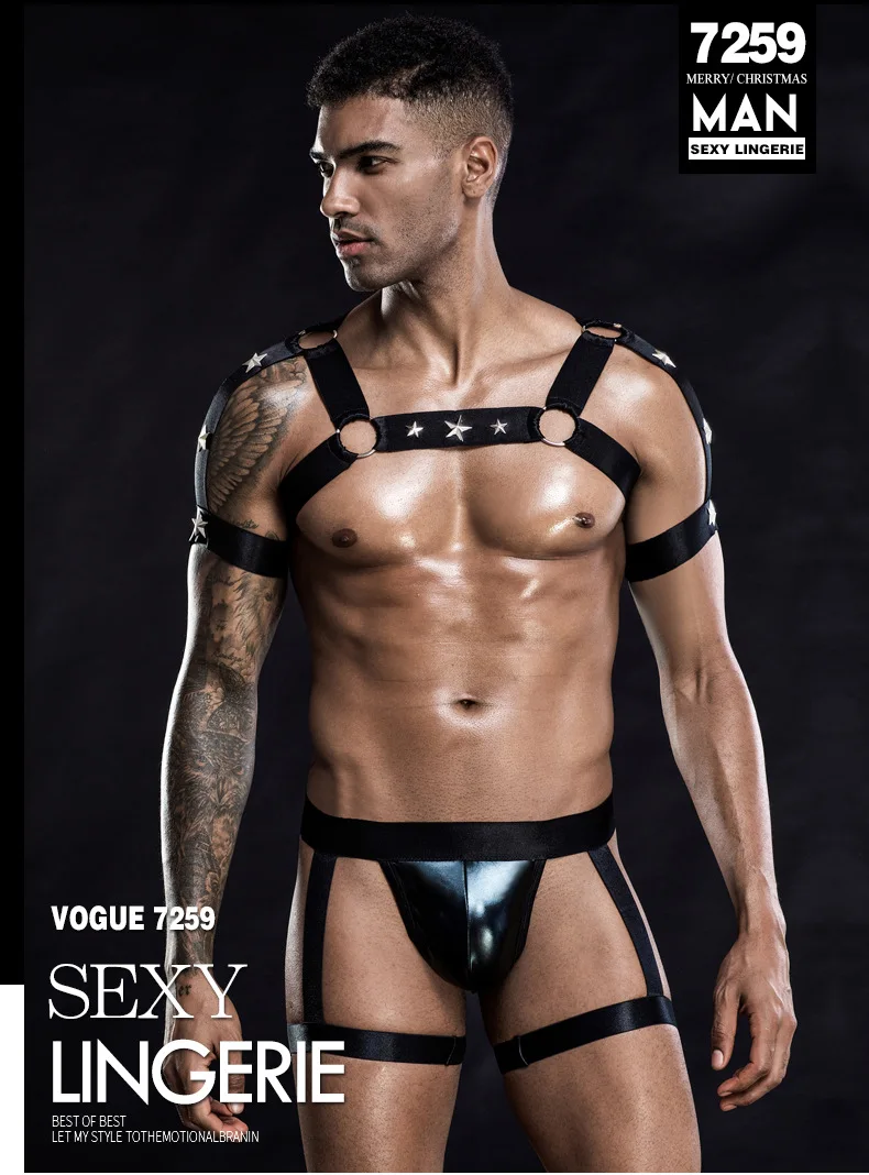 

Men's sexy underwear nightclub bondage suit adult bar performance sexy uniform