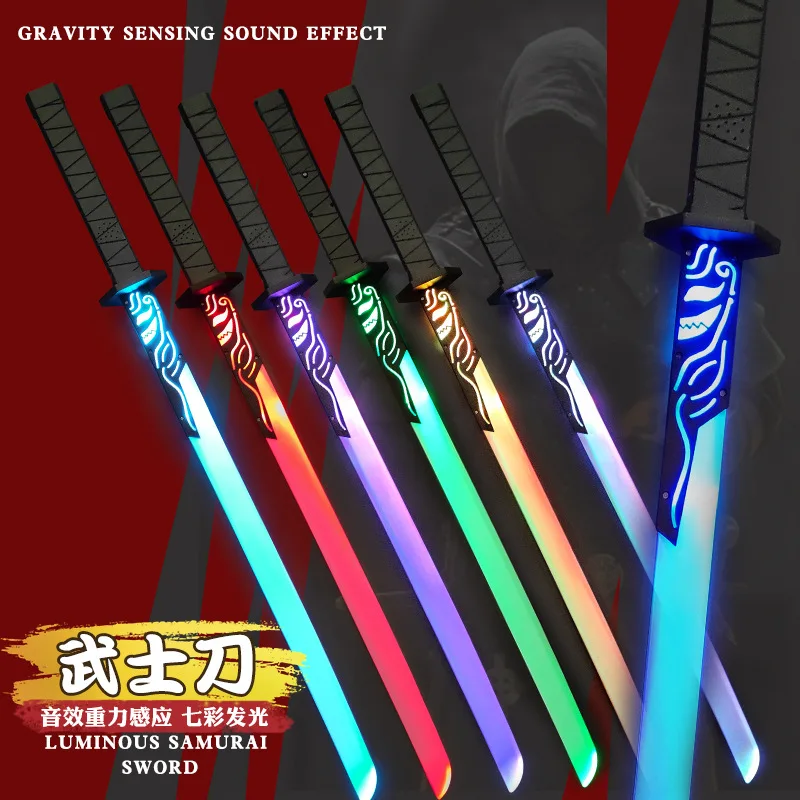 Long Warrior Luminescence  Stick Seven Colors Flash Of Light Battle Effects Laser Sword Kids Toys Genshin Impac