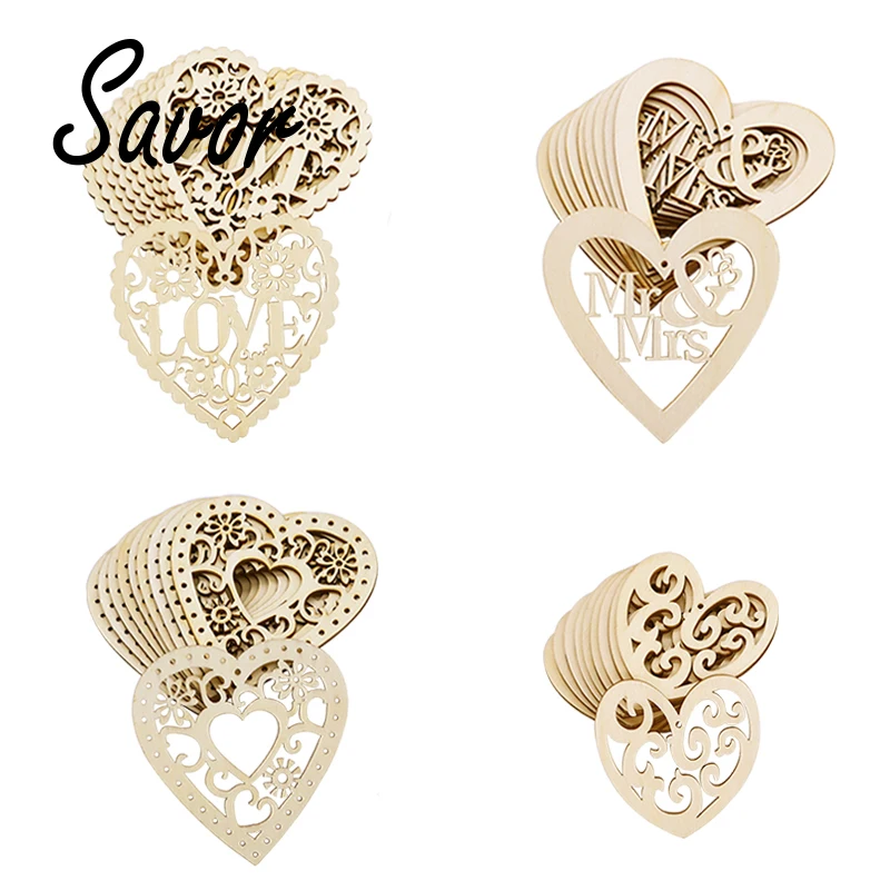 Деревянное свадебное украшение с лазерной резкой подвесное любовным сердцем
