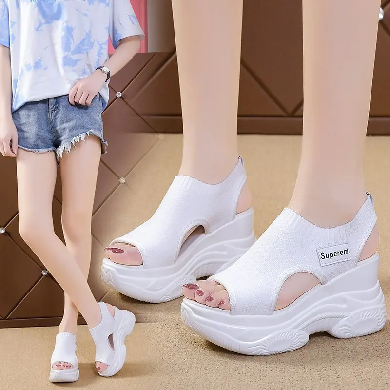 

High Slope Heel Sandal for Women's Roman Sandals Slip-on Loafers Summer Clogs Wedge Female Shoe Fashion Casual Thick Bottom 2022