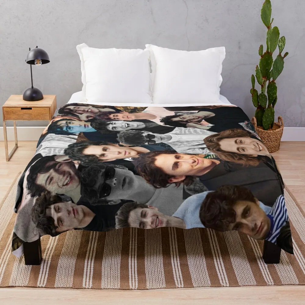 

Timothee chalamet foto colagem lance cobertor velo tecido floral cobertor