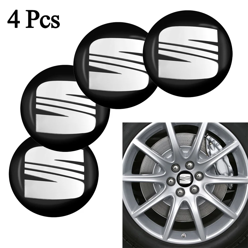 

4Pcs Car Wheel Center Hub Cap Badge Emblem Tires Cover Sticker Styling for Seat Leon 5f Ibiza 6l Altea Mk3 FR Arona Ateca Exeo