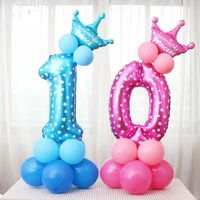 1set blue pink digital balloon number foil balloons boy girl birthday wedding christmas festival party decor supplies air ballon