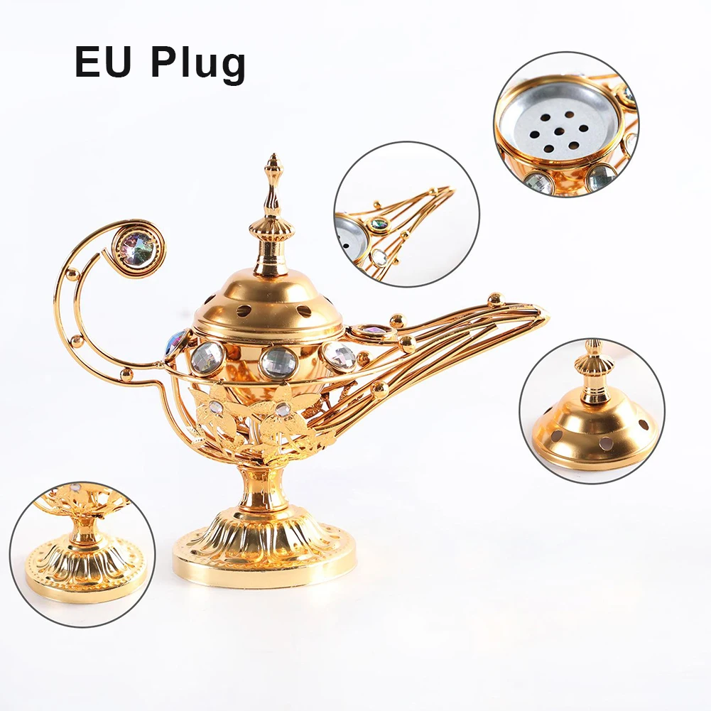

Arabian Incense Burner Metal Censer Home Fragrances Diffuser Bakhoor Oud Burner Bakur Metal Electric Mabkhara Gift Home Burner
