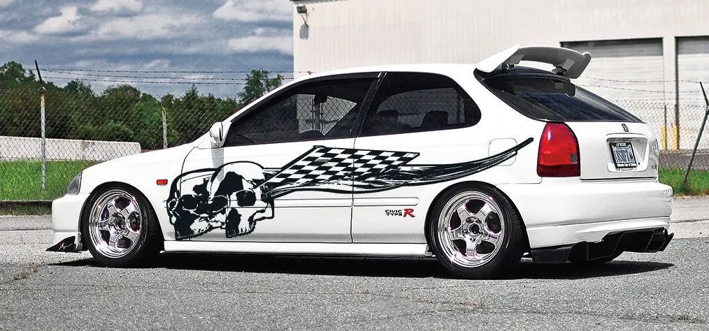 

Виниловая наклейка в клетку с изображением черепа, графика для гоночного дрифта, виниловая графическая наклейка для автомобиля