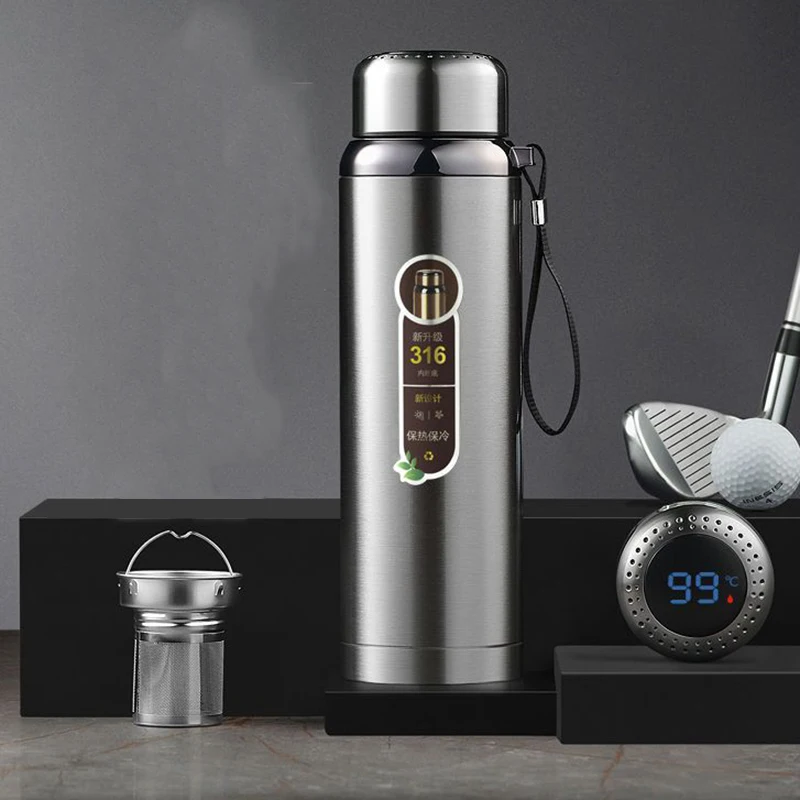 

316 Stainless Steel Thermal Bottle Large Capacity Vacuum Flaskfor Water,Coffee,With Optional LED Portable and Ideal Dropship