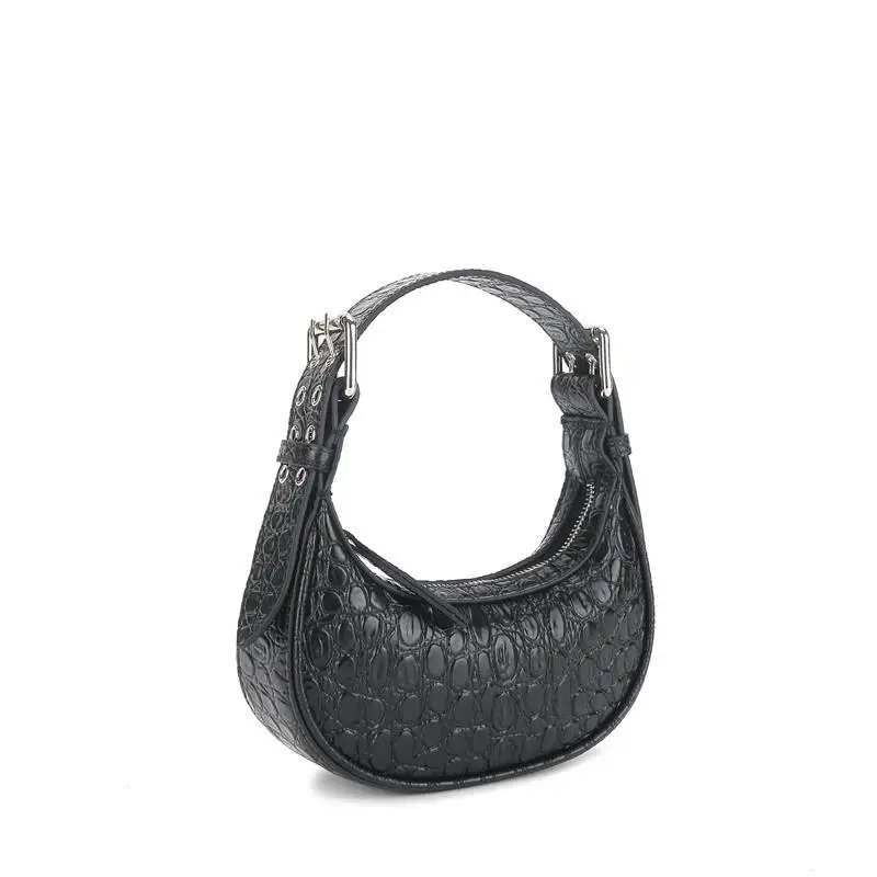 

Half Moon 2023 Cowhide Retro European and American Solid Color Design Sense Handheld Women's Bag