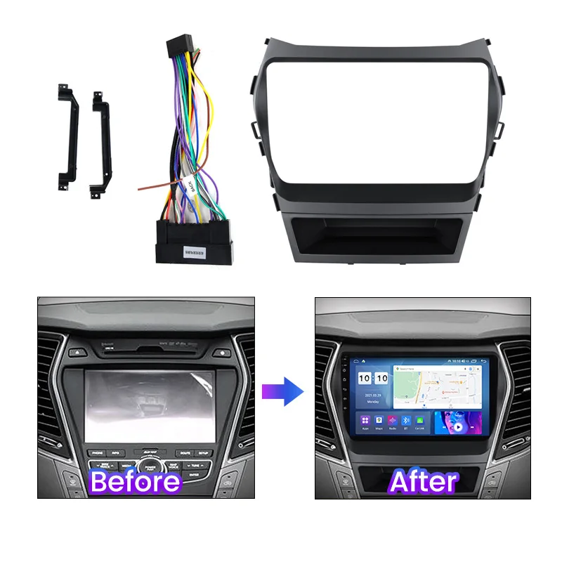 2 Din 9 дюймов Android автомобильный радиоприемник пластиковая панель рамка 16Pin кабель