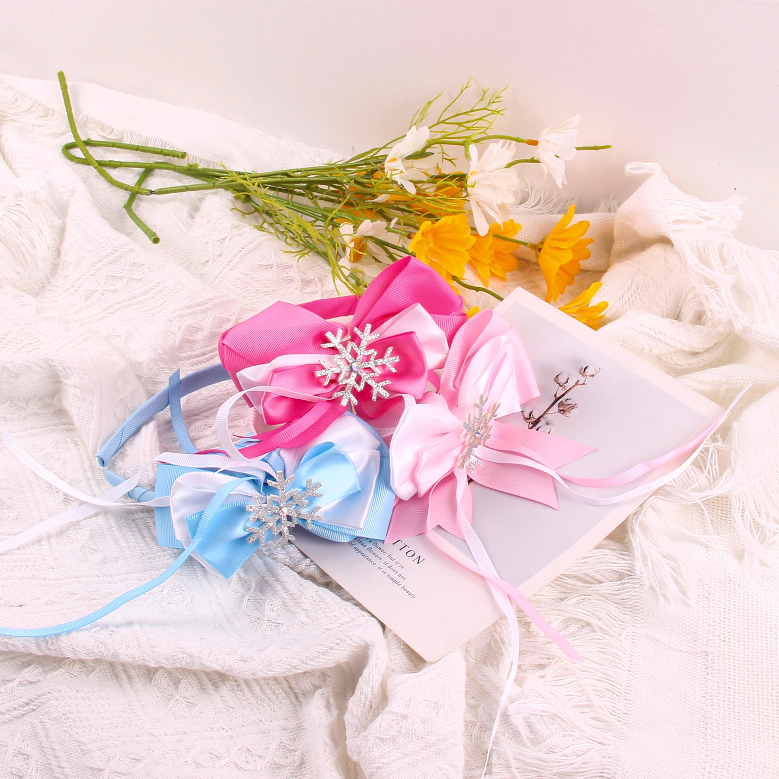 

Модная повязка на голову со снежинками и драгоценными камнями, повязка на голову со складками и узором, дизайнерские повязки на голову, аксе...