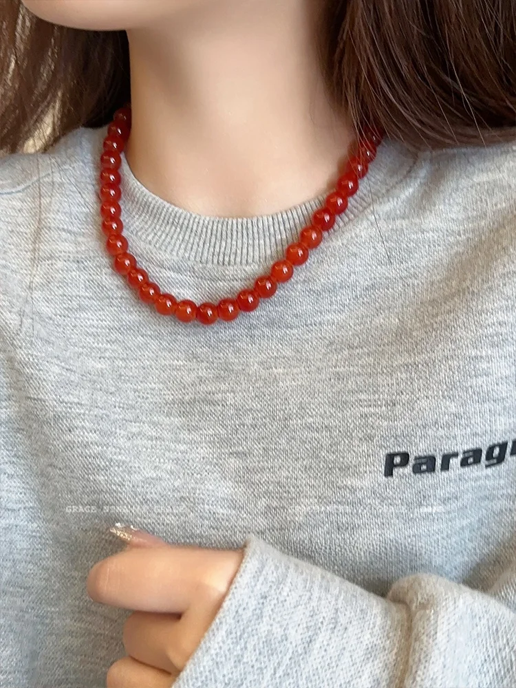 Дорогой и Белый! Ожерелье из бисера в стиле ретро с красным агатом женское колье